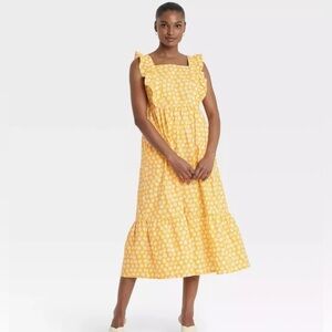 Who What Wear Sleeveless Polka Dot Ruffle Maxi Dress NWT